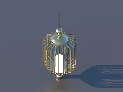 Elegant Modern Chandelier With Golden Metal Geometric Frame And Warm Light 3d model