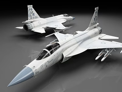 White Military Fighter Jets With Twin Engines And Weapon Mounts 3d model