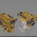 Two Yellow Industrial Engines For Heavy Duty Industrial Machinery Applications