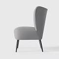 Modern Gray Accent Chair With Wingback Design Button Tufted And Black Legs 3d model
