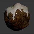 Festive Christmas Pudding With Smiling Face White Icing And Red Berries