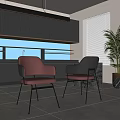 Modern Maroon And Black Dining Chairs With Armrests And Metal Legs For Contemporary Kitchen Space