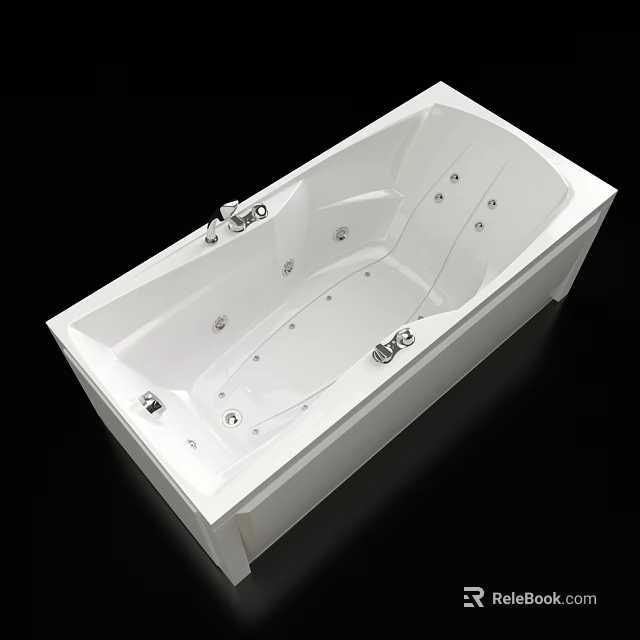 White Freestanding Jacuzzi Bathtub With Massage Jets And Modern Chrome Fixtures 3d model 