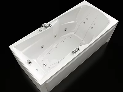 White Freestanding Jacuzzi Bathtub With Massage Jets And Modern Chrome Fixtures 3d model