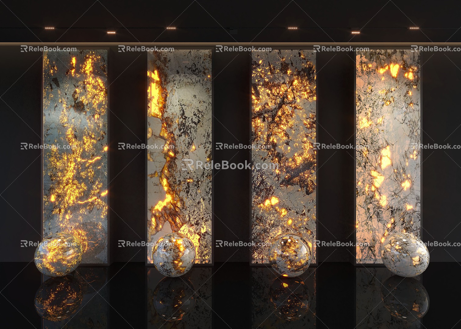 Transparent stone background wall 3d model