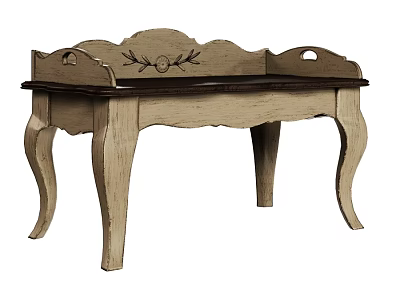Classical Style Double Sofa With Carved Backrest And Curved Wooden Legs 3d model