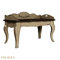 Classical Style Double Sofa With Carved Backrest And Curved Wooden Legs