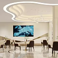 Modern Hotel Lobby Interior Design With Unique Ceiling Decor Reception Desk And Floor To Ceiling Windows