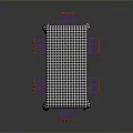 Rectangular Dining Table With Black White Checkered Cloth And Orange Wooden Chairs