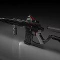 Futuristic Tactical Weapon Design With Black Red Accents Ergonomic Grip And Tactical Stock