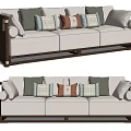 New Chinese-style Three-person Sofa Multi-person Sofa 3d model