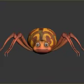 Cartoon Spider 3D Model with Orange Yellow Swirled Pattern Big Eyes and Long Thin Legs