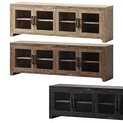Modern Wooden TV Stand With Storage Compartments And Cabinet Door Design 3d model