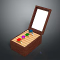 Jewelry Box With Open Wooden Case Holding Colorful Gemstone Rings Neatly Arranged