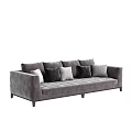 Modern Gray Velvet Sectional Sofa With Multiple Throw Pillows And Sleek Dark Legs 3d model