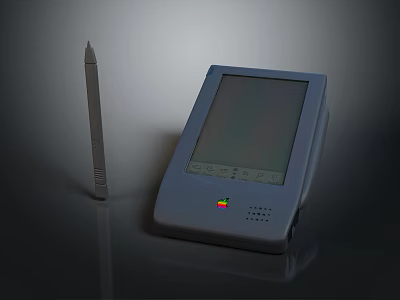 Modern Blue Touchscreen Electronic Device With Stylus Pen And Control Buttons 3d model