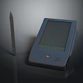 Modern Blue Touchscreen Electronic Device With Stylus Pen And Control Buttons