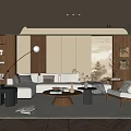 Modern Living Room Interior With Beige Sofa Wooden Coffee Table And Floor Lamp