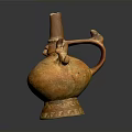 Ancient Pottery Sculpture Featuring Dragon Carving And Ornate Yellow Glaze Details