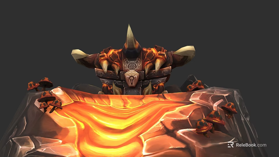 Mythical Spiked Armor Creature With Fiery Lava Base And Rock Elements 3d model 