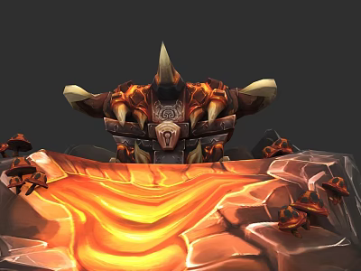Mythical Spiked Armor Creature With Fiery Lava Base And Rock Elements 3d model