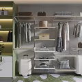 Modern Green And White Wardrobe Design With Hanging Space Shelving Drawers Bags Hats And Luggage