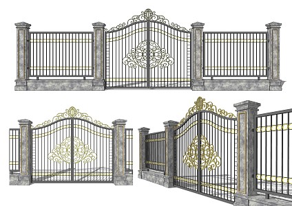 European-style courtyard door 3d model