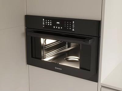 Modern BOSCH Built in Oven Kitchen Appliance With White Cabinets And Interior Design 3d model