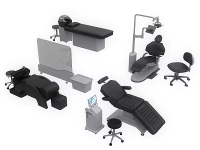 Medical Devices Collection with Surgical Beds Examination Chairs Medical Lamps Consoles and Stools 3d model