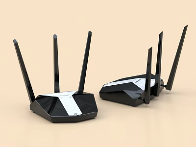 Dual Wireless Routers With Multiple High Gain Antennas Sleek Modern Design For Home Office Network 3d model