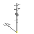 Utility Pole with Power Lines Crossarms and Equipment for Roadside Infrastructure