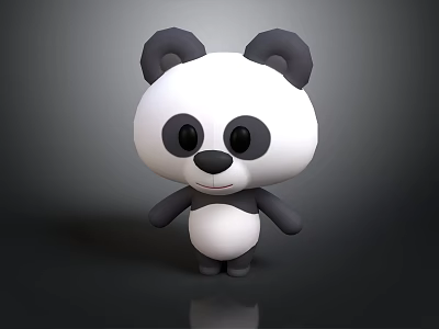 Cute 3D Panda Character Design With Round Ears Big Eyes And Plump Body 3d model