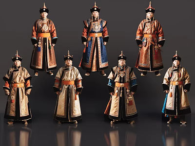 2D Mongolian aristocratic costume Mongolian aristocratic minority Mongolian warrior film and television drama role 3d model