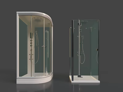 Modern Shower Sauna Enclosures With Curved And Square Glass Designs For Bathroom 3d model