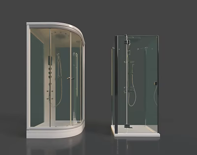 Modern Shower Sauna Enclosures With Curved And Square Glass Designs For Bathroom 3d model
