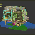 Green Tracked Industrial Equipment with Cylindrical Components Pipes Control Panels Fans and Metal Structure