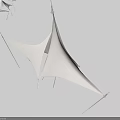 Modern White Tensile Membrane Canopy With Star Shaped Design And Supporting Structure 3d model