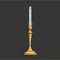 Gold Decorative Candelabra With Three White Candles On Black Surface