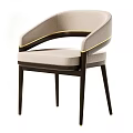 Modern Elegant Dining Chair With Beige Upholstery Gold Trim And Dark Wooden Legs