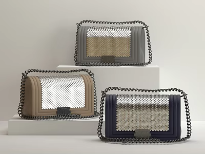 Stylish Chain Strap Bags In Multiple Colors And Textures 3d model