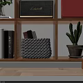 Books And Magazines Stored In Gray Woven Basket For Home Organization