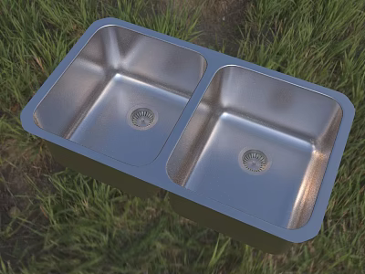 Stainless Steel Double Bowl Kitchen Sink With Smooth Surface For Home Use 3d model