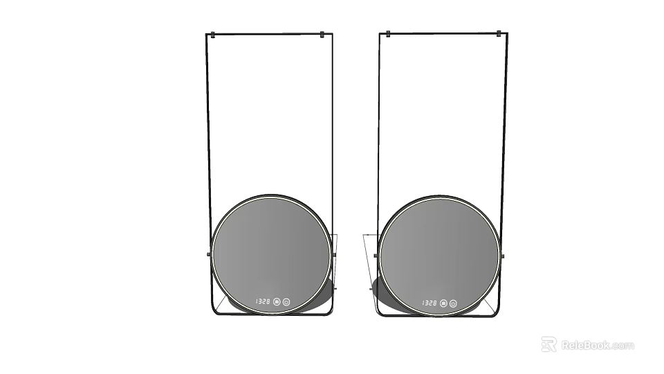 Two Modern Wall Mounted Mirrors With Round Surface And Metal Frame Design 3d model 