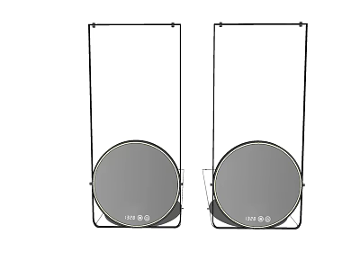 Two Modern Wall Mounted Mirrors With Round Surface And Metal Frame Design 3d model