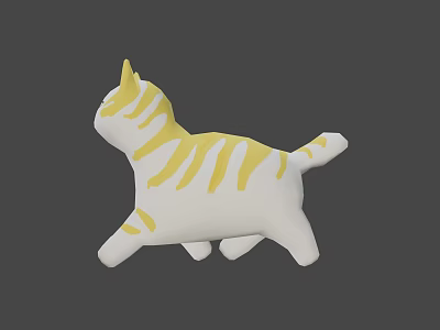 Game Animated Character Yellow And White Striped Cat Walking 3D Model Design 3d model