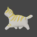 Game Animated Character Yellow And White Striped Cat Walking 3D Model Design