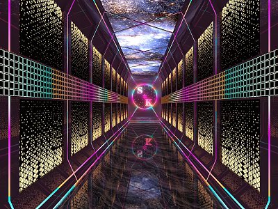 Modern KTV Interior With Colorful Neon Lights Mirror Floors And Decorative Walls 3d model