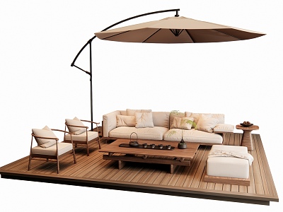 New Chinese Style Outdoor Sofa Coffee Table Combination Leisure Chair Double Sofa model