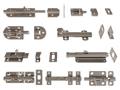 Different Types Of Metal Hardware Latches Hinges Hasps And Locks For Doors Windows Furniture 3d model