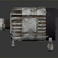 Rusty Industrial Motor With Metal Housing Rotating Shaft And Mechanical Components